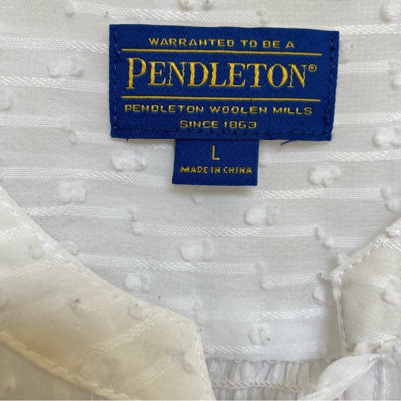 Pendleton White Swiss Dot Sheer Pullover‎ Blouse - Picture 6 of 8